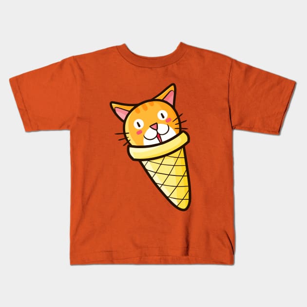 Cat Cone Kids T-Shirt by Jocularity Art